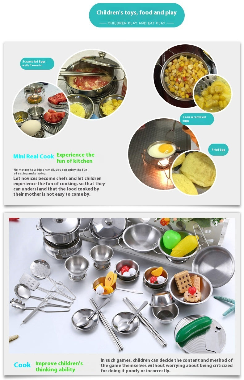 Köksleksaker i stål – 16-delat set för barn