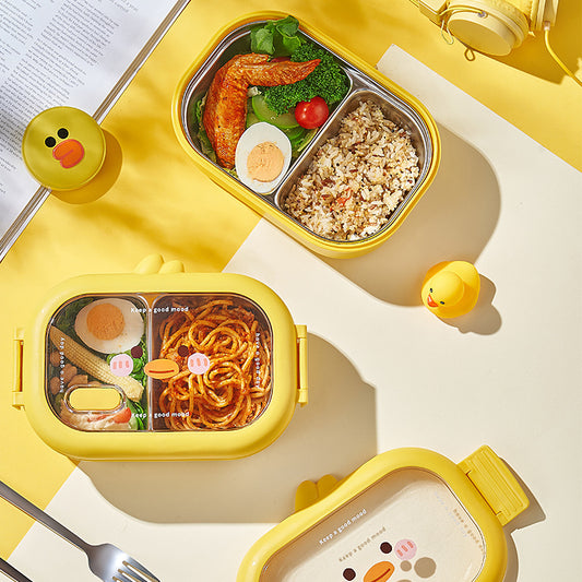 Yellow Chicken” lunchlåda i rostfritt stål – söt, hållbar och värmebevarande