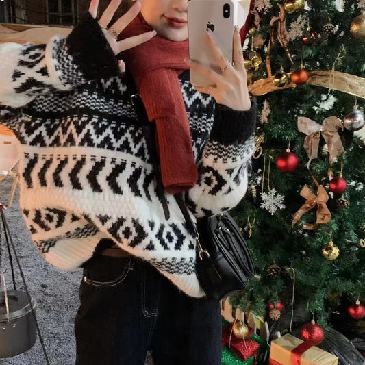 Tjock Stickad Tröja – Varm, Mjuk One Size