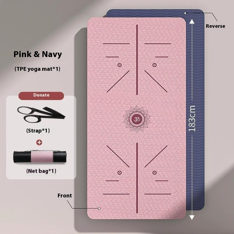 TPE yoga mat – non-slip two-tone design with carrying strap and mesh bag