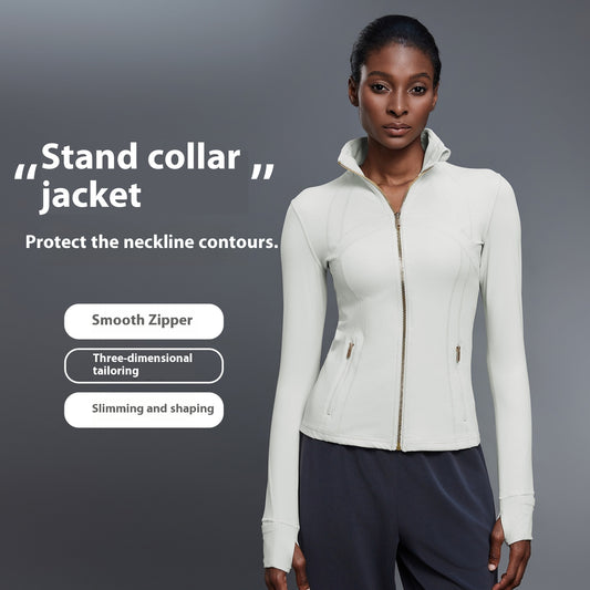 Vind- och sportjacka med ståkrage – för yoga, löpning & fitness