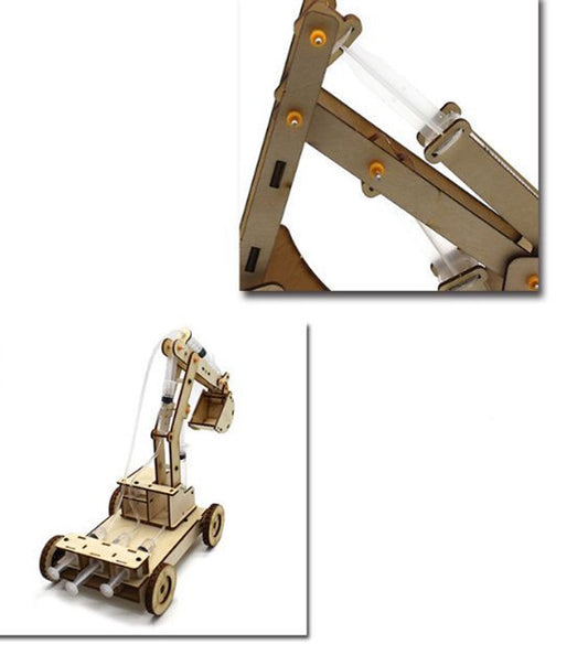 Wooden Hydraulic Excavator Model Children's Toys Wooden Handmade Materials Scientific
