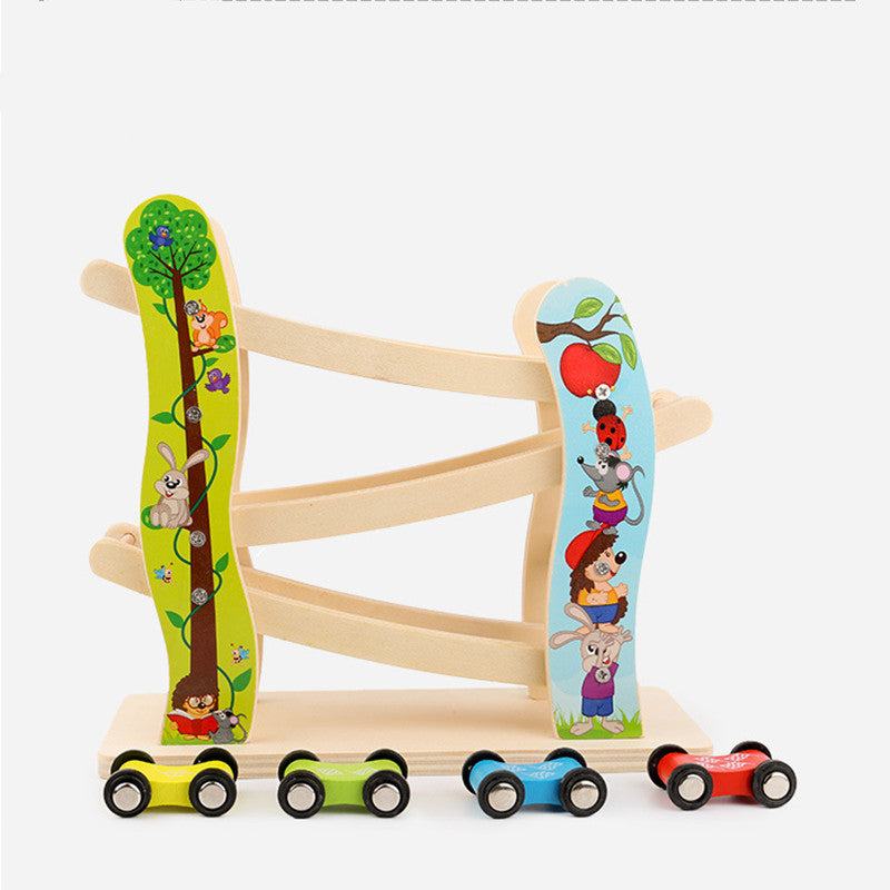 Träbana med bilar för barn – Rapid Speed Game med racerbilar