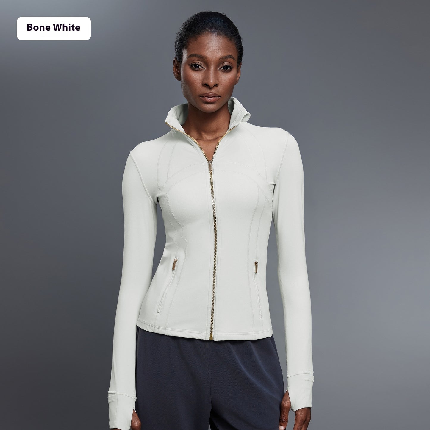 Wind and sports jacket with stand-up collar - for yoga, running & fitness