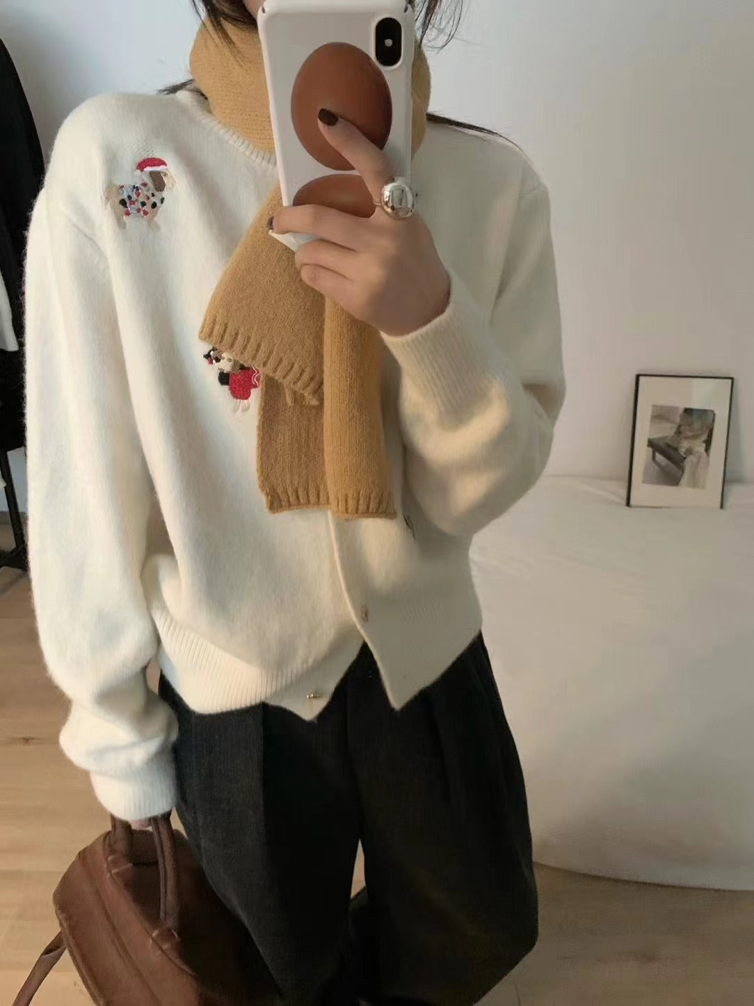 Julig Kofta - Lös Passform med Broderade Djurmotiv