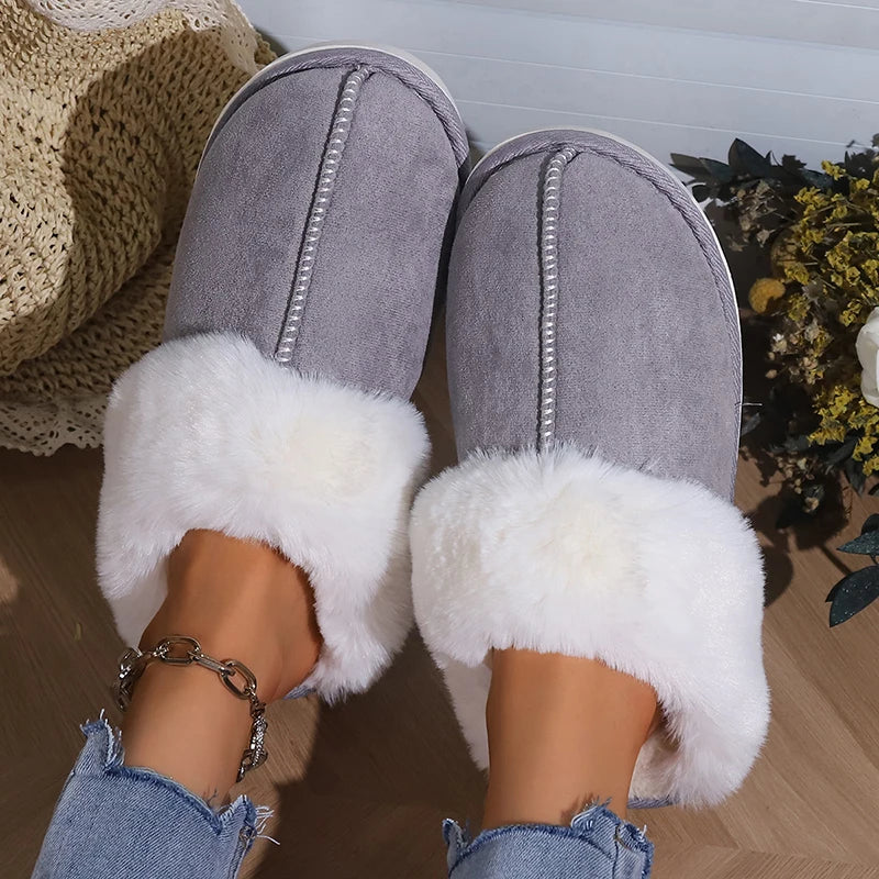 Winter slippers – soft faux fur & suede-like material