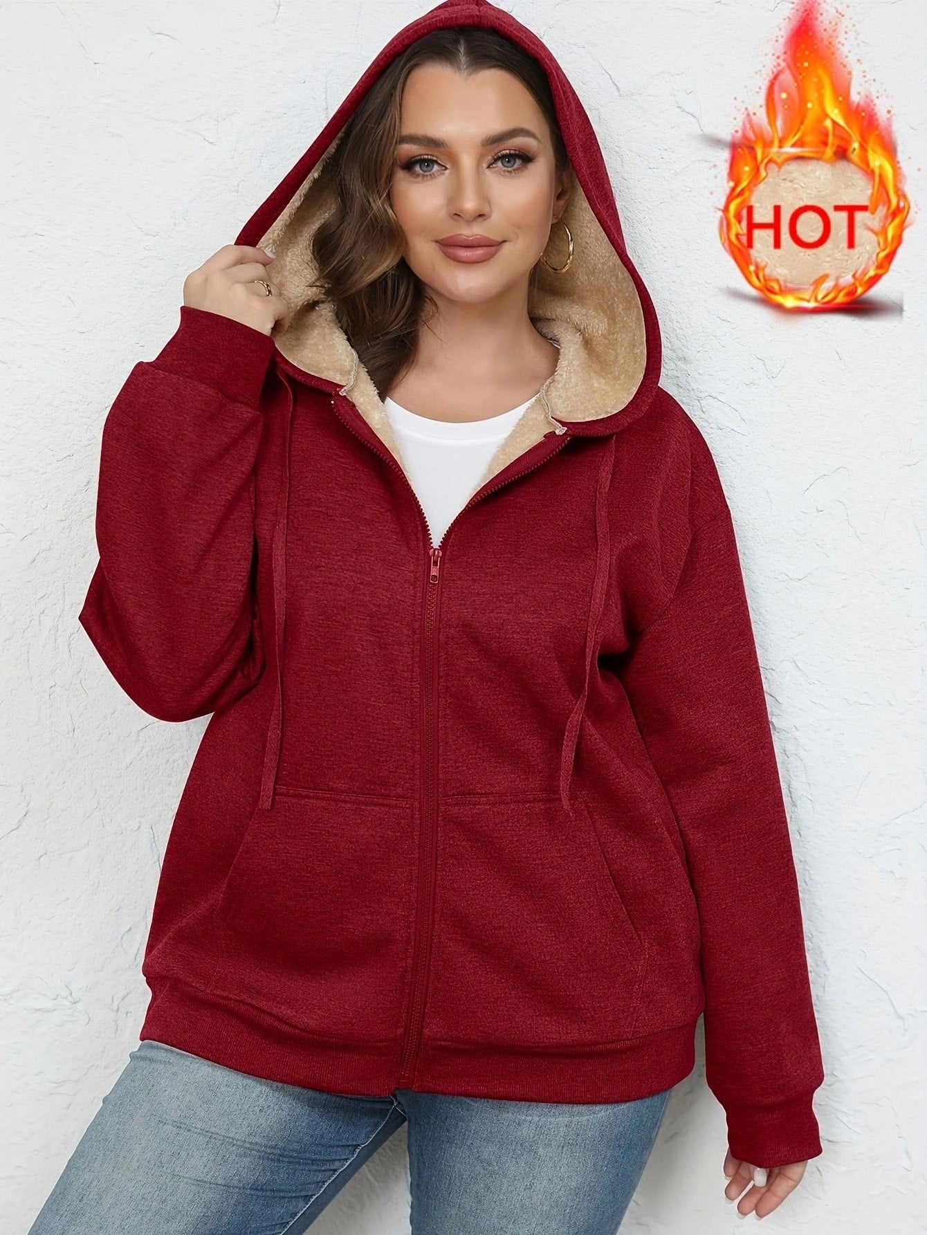 Warm Plush Hoodie Coat Women's Zipper
