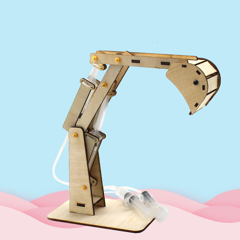 Wooden Hydraulic Excavator Model Children's Toys Wooden Handmade Materials Scientific