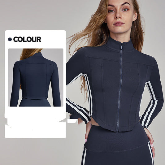 Yogajacka dam – slim fit med ståkrage & dragkedja