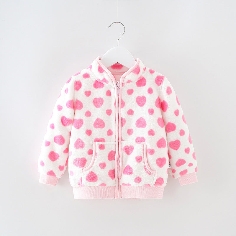 Varm fleece jacka för barn – med ståkragejacka