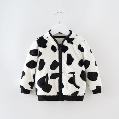 Varm fleece jacka för barn – med ståkragejacka