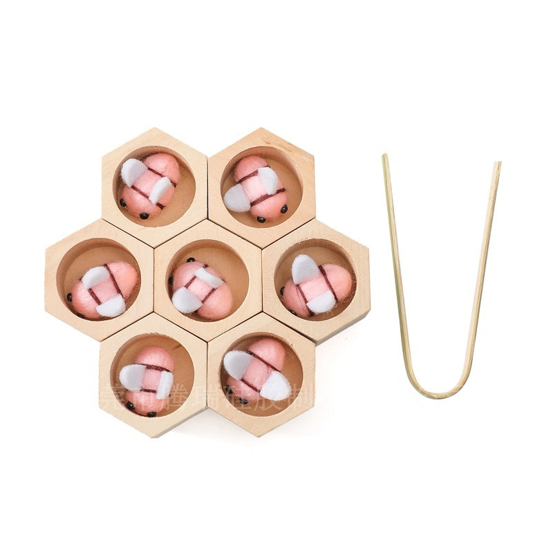 Montessori Early Education Wooden Bee Toy Children's Hand-eye Coordination Concentration Training