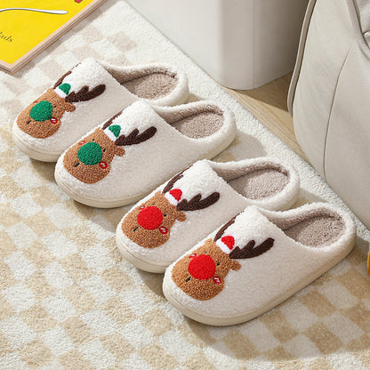 Winter slippers with Christmas motif - Non-slip warm and soft reindeer slippers