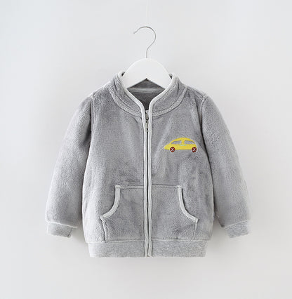 Varm fleece jacka för barn – med ståkragejacka