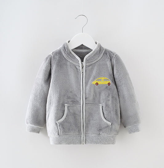 Varm fleece jacka för barn – med ståkragejacka