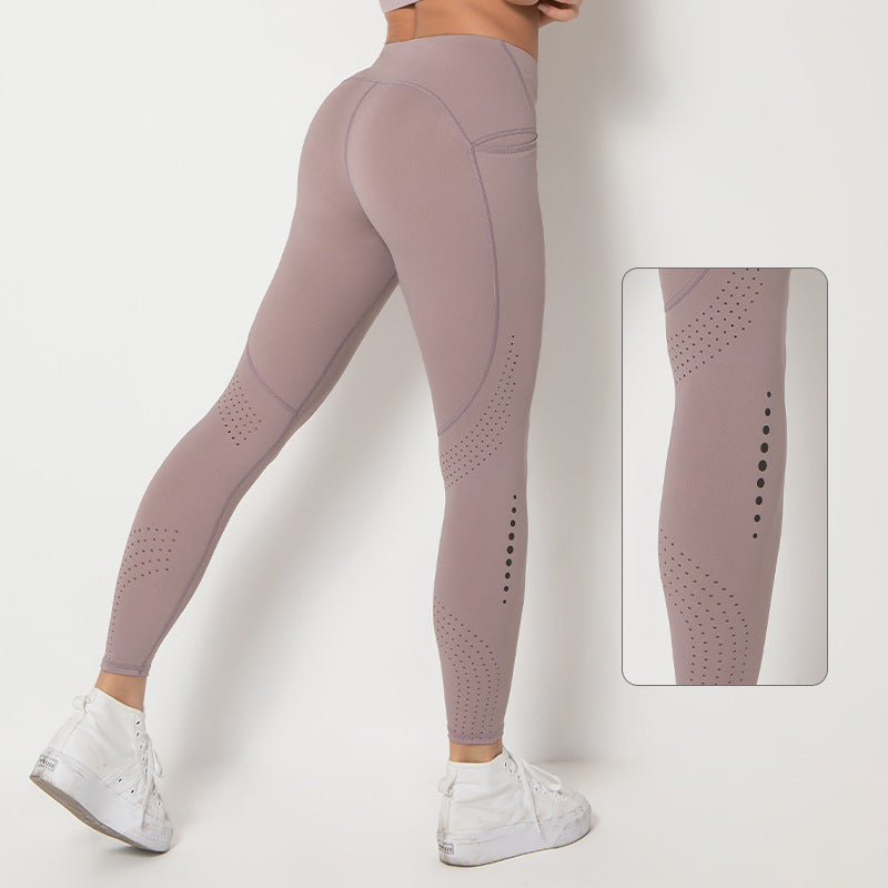Yogabyxor dam med fickor – tights med fickor och laserutskärning