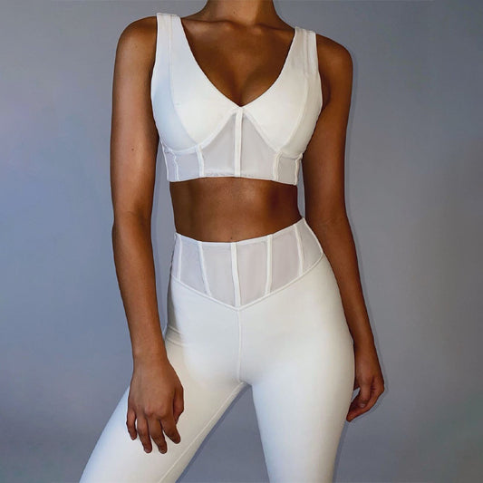 Tvådelat yogaset – linne med V-ringning & formande leggings