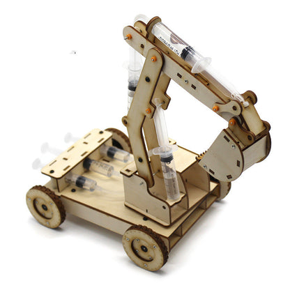 Wooden Hydraulic Excavator Model Children's Toys Wooden Handmade Materials Scientific