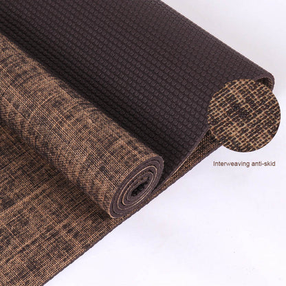A premium yoga mat in linen and PVC – non-slip &amp; environmentally friendly
