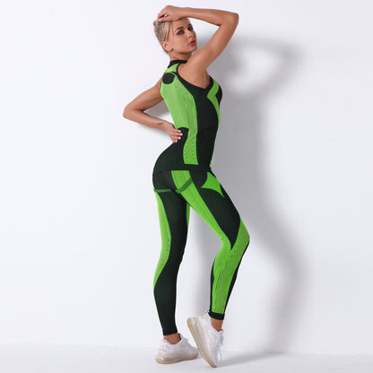 Seamless Knitted Sexy Striped Moisture Wicking Yoga Suit