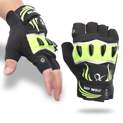 Genuine leather cycling gloves with LED light and good grip