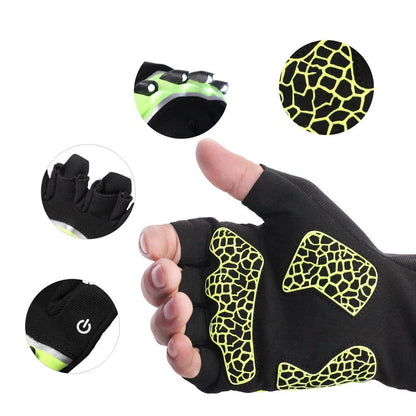 Genuine leather cycling gloves with LED light and good grip