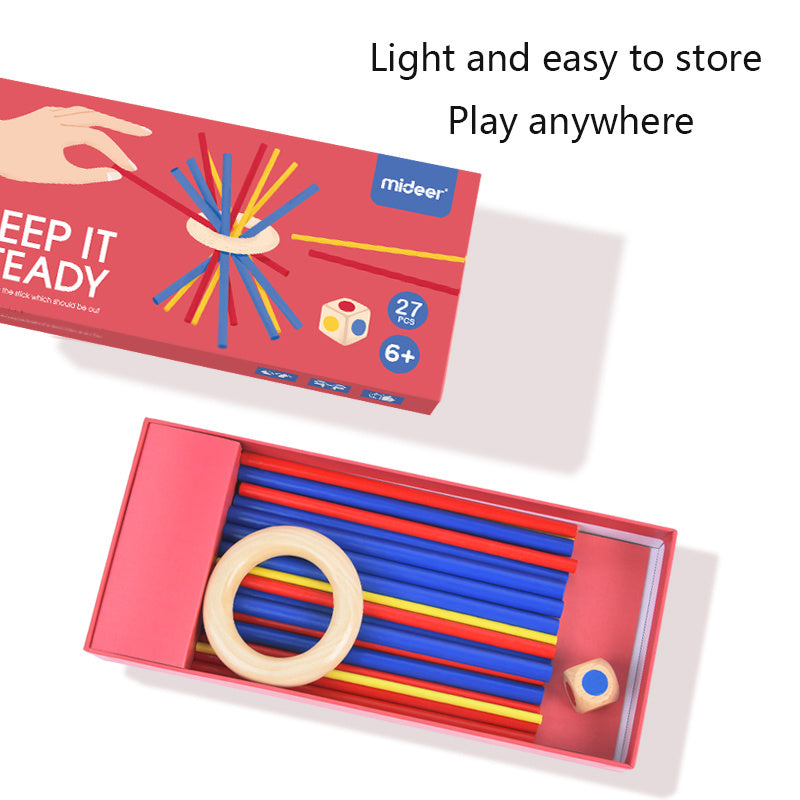 Barnspel – Balansspel med Gris och Färgade Träpinnar