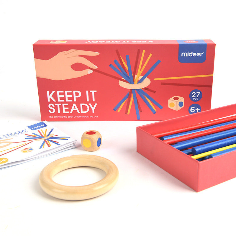 Barnspel – Balansspel med Gris och Färgade Träpinnar