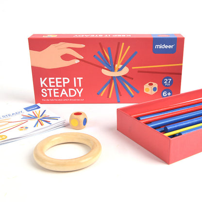 Barnspel – Balansspel med Gris och Färgade Träpinnar