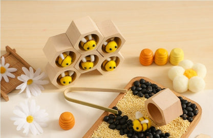 Montessori Early Education Wooden Bee Toy Children's Hand-eye Coordination Concentration Training