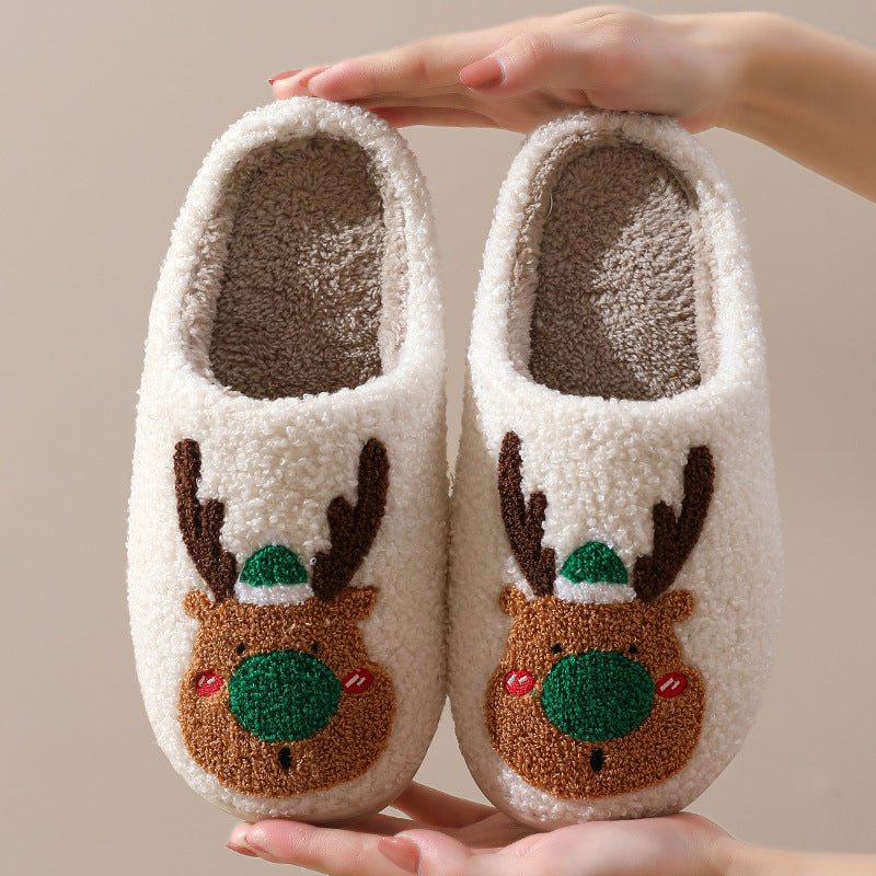 Winter slippers with Christmas motif - Non-slip warm and soft reindeer slippers