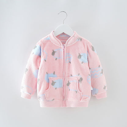 Varm fleece jacka för barn – med ståkragejacka