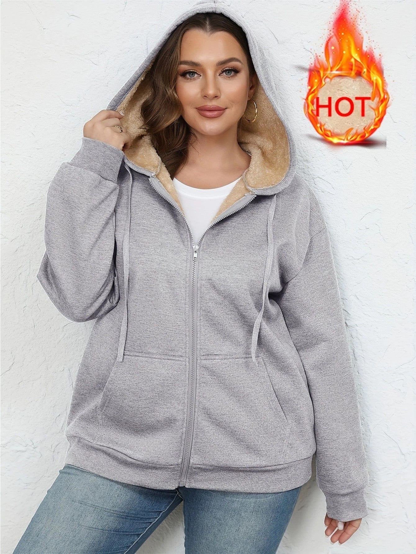 Warm Plush Hoodie Coat Women's Zipper