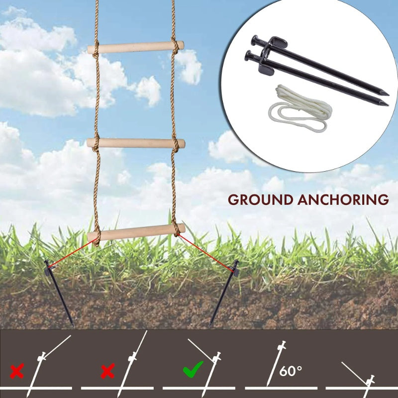 Durable climbing ladder, wooden balance rope for children. For outdoor and indoor use.