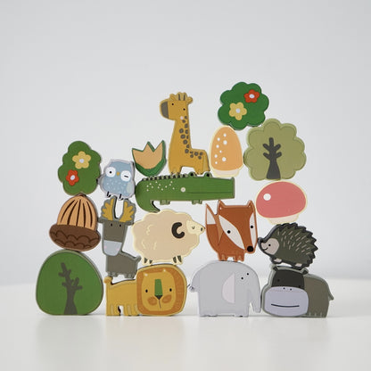 Balance Building Blocks with Animals – Wooden Toy for Early Learning