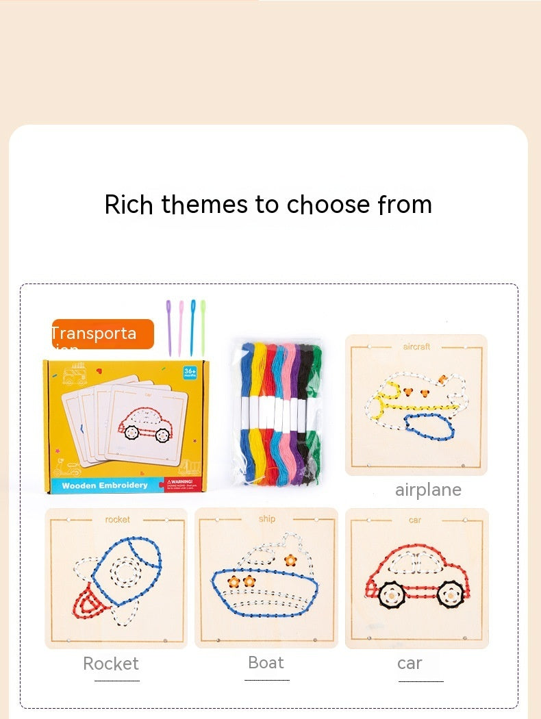 Träleksak med trådning – broderi & lacing-set för barn