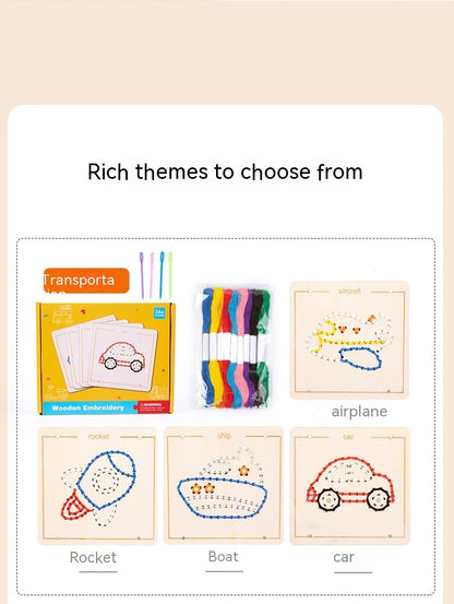 Träleksak med trådning – broderi & lacing-set för barn