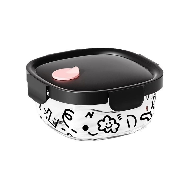 Glass lunch box with cute motifs – microwave safe &amp; heat resistant