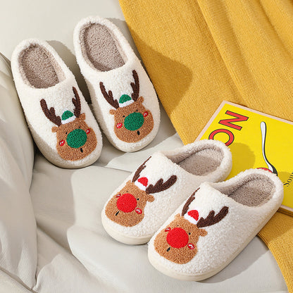 Winter slippers with Christmas motif - Non-slip warm and soft reindeer slippers