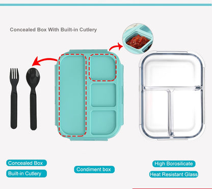 Glass lunch box made of Borosilicate glass – Pyrex, Airtight &amp; Oven and Microwave safe