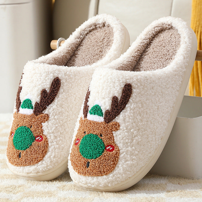 Winter slippers with Christmas motif - Non-slip warm and soft reindeer slippers