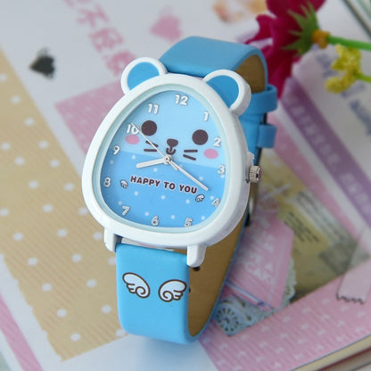 Children's watch in cartoon style - oval quartz watch with shiny colors
