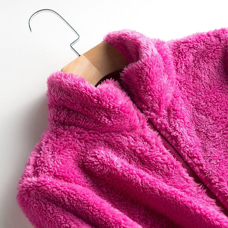 Fleececardigan i korallfleece – varm och mjuk vardagsfavorit