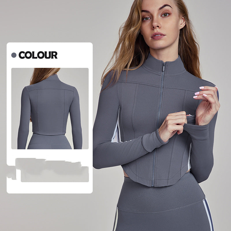 Yogajacka dam – slim fit med ståkrage & dragkedja