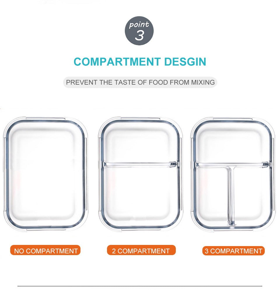 Glass lunch box made of Borosilicate glass – Pyrex, Airtight &amp; Oven and Microwave safe