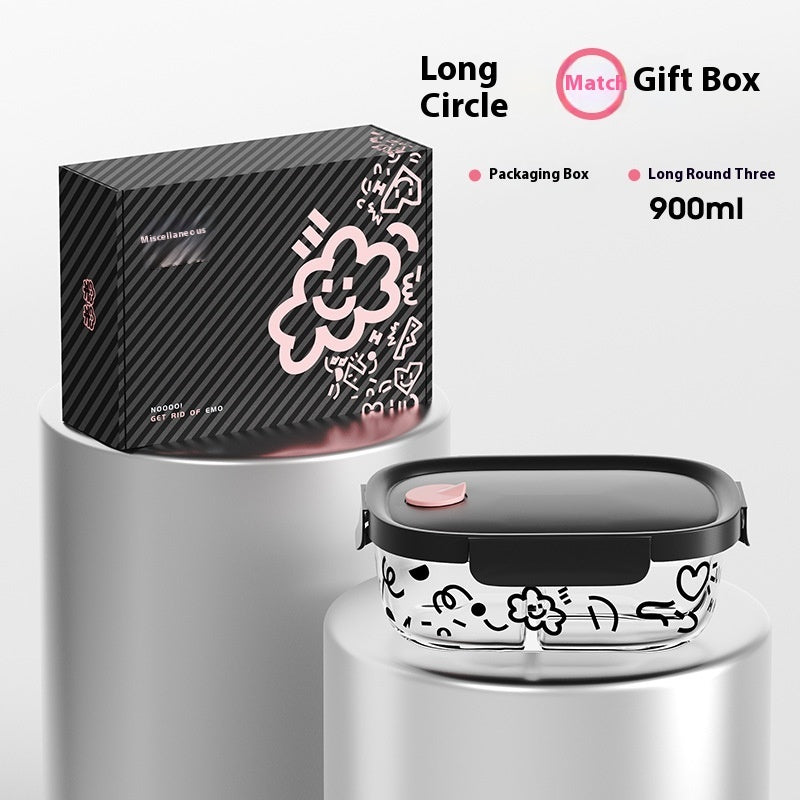 Glass lunch box with cute motifs – microwave safe &amp; heat resistant