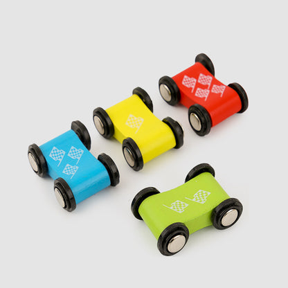 Träbana med bilar för barn – Rapid Speed Game med racerbilar