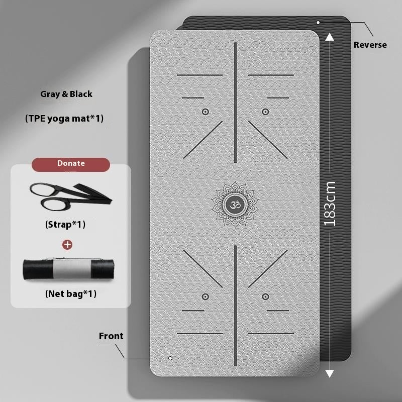 TPE yoga mat – non-slip two-tone design with carrying strap and mesh bag