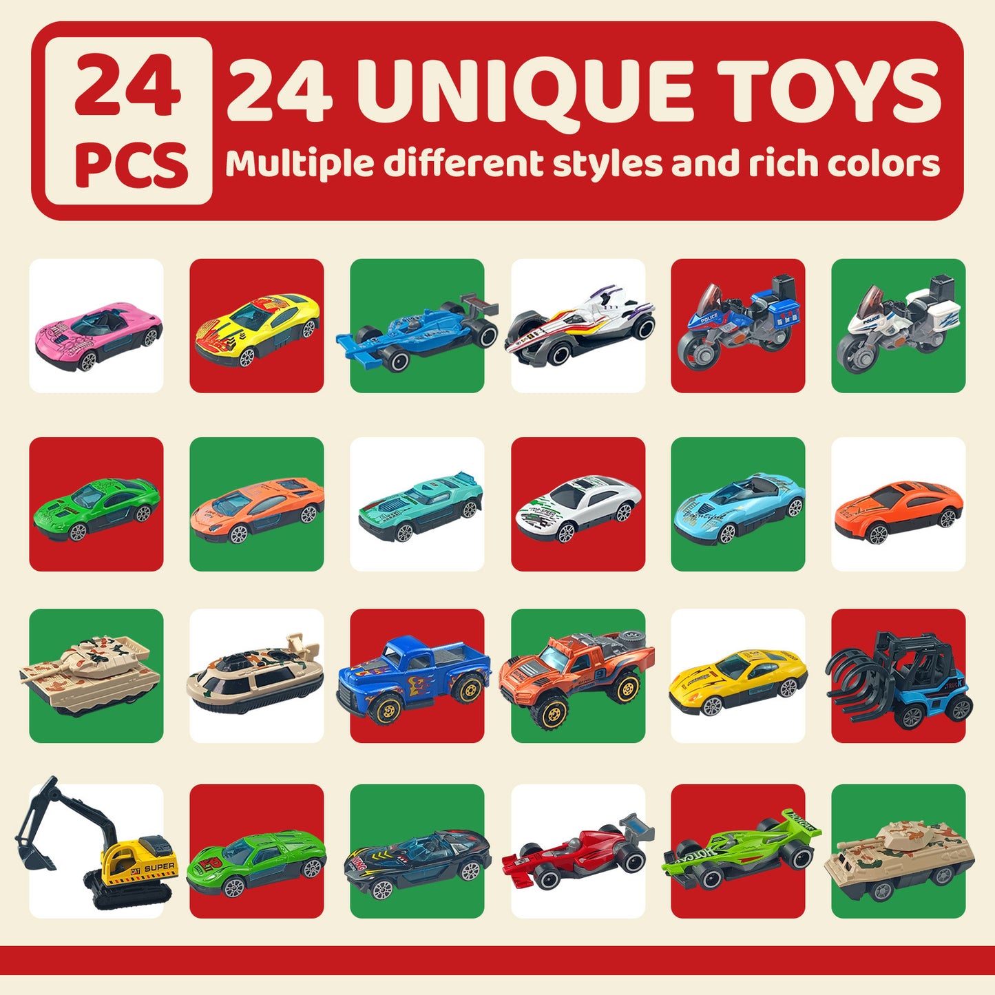 Advent calendar 24 days - car model in blind box
