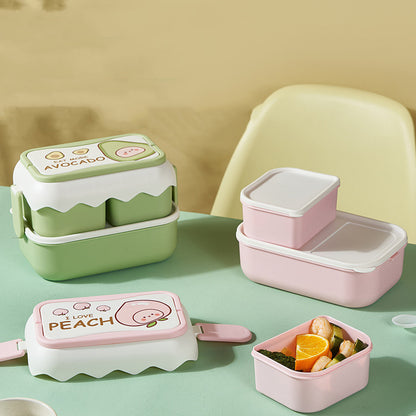 Women's Fashion Simple Cute Double-layer Large Capacity Lunch Box